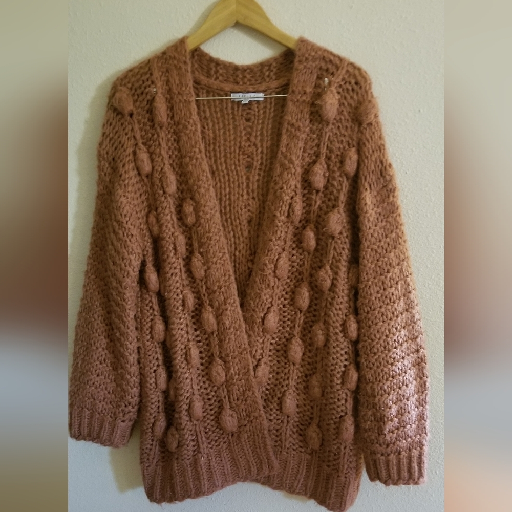 Favlux women's oversized dark mauve pink cartigan sweater size M/L